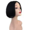 Brasiliansk Kort Maskin Gjord Little Lace Front Human Hair Wigs Bob Wig Full och tjock för svart Kvinnor Naturlig Färg