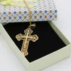 Filigree Womens Mens Cross Pendant Chain 18k Yellow Gold Filled Classic Style Crucifix Pendant Necklace Jewelry2634