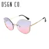 DSGN CO. Gratis verzending elegante kat oog mode vrouwen zonnebril randloze zonnebril voor vrouw 7 kleuren UV400