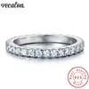 Vecalon Female Classic Wedding Band Ring 100% Soild 925 Sterling Silver Circle 5A Zircon Cz Engagement rings for women men Gift