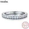 Vecalon Vrouwelijke Klassieke Trouwring Ring 100% Soild 925 Sterling Zilveren Cirkel 5A Zirkoon Cz Verlovingsringen voor vrouwen mannen Gift