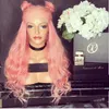 Perruque Lace Front Wig synthétique rose longue, perruque afro-américaine résistante à la chaleur, à la mode, 2018, pour femmes