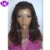 Nieuwe korte Afro-Amerikanen Bourgondië Kleur Synthetische Vlechten Kant Front Pruiken Volledige Kinky Twist Hand Gevlochten Pruik Tip Krullend