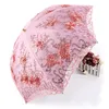 접는 우산 비 여자 우아한 레이스 우산 windproof 태양 햇빛 비 우산 안티 -UV 방수 파라솔