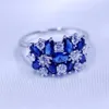 choucong bloem sieraden vrouwen 925 sterling zilveren ring blauw geboortesteen diamant engagement trouwband ringen voor vrouwen cadeau