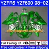Corpo para Yamaha YZF R6 98 YZF600 YZFR6 98 99 00 01 02 230HM.0 YZF 600 YZF-R600 YZF-R6 1998 1999 2001 2002 Fairings fábrica Vermelho preto