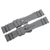 24mm 26mm Boucle 22mm Hommes Montre Bande Gris Plongée Silicone Caoutchouc Sport Bracelet Bracelet En Acier Inoxydable Boucle pour Panerai LUMINOR285O