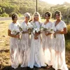 New Summer Bohemian Romantic Sheer Lace Bridesmaid Dresses V Neck Short Sleeves Plus Size Boho Wedding Dresses Custom Made