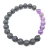 SN1344 Nes Design Women`s Bracelet Trendy Natural Lava Stone Mala Yoga Bracelet Amethyst Purple Crystal Balance Meditative Jewelry