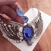 Ravenclaw Loss Crown Horcrux Bridal Bridals Bridals عتيقة الفضة النسر الحيوانات الأزرق الكريستال.