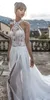 Julie Vino 2018 High Slits Wedding Dresses Bohemia Sexy Lace Appliqued Halter Jewel Neck Bridal Gowns Chiffon Beach Wedding Dress