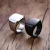 Stainless Steel Ring Men Block Square Silver Black Gold DIY Engrave Gifts Jewelry Band Rings Wholesale