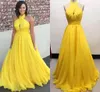 黄色のプラスサイズシフォン長いイブニングドレス