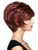 Fashion Short Dark Auburn Hair Wig Värmebeständig Fiber Syntetisk Wig Capless Fashion Wig För Kvinnor