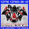 Corps pour YAMAHA YZF600 YZF R6 1998 1999 2000 2001 2002 230HM.42 YZF-R6 98 YZF 600 YZF-R600 YZFR6 98 99 00 01 02 Carénages stock cadre noir