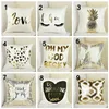 New style gold stamping pillowcase letters fashion gold stamping printing pillow cushion cover for sofa automobile christmas new year deco