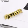 Topgrillz hiphop grillz gouden kleur vergulde druppel stijl tanden grill gevormde bodemtand grills body sieraden2656271