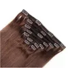 Extensiones de cabello humano con clip Remy Hair hecho a máquina 100G Clip de Remy hecho a máquina en extensión 7PCS Set Cabello virginal brasileño recto