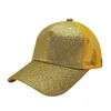 Neue Glitzer Baseball Cap Summer Dad Hats für Frauen 2018 Snapback Hip Hop Caps Unordentliche Pailletten Shine Mesh Trucker Hat3413731