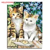 Grupp av katter DIY Handmålat oljemålning Digital målning med nummer Kattolja Målningar Kinesiska Scroll Målningar Heminredning