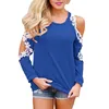 Dames Zomer Kant Top Lange Mouw Sexy Dames Casual T-shirt Strapless Hollow Out Tops Kawaii Poleras Mujer