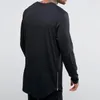 2018 Marka Yeni Ekstra Uzun Tee Gömlek Erkekler Için Hip Hop erkek Longline T Gömlek Uzun Kollu Uzun Tees Yan Fermuar Boy T-Shirt