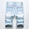 Men Short Denim Pants Updated Knees Length Jeans Middle Waist Causual Fashional Distressed Shorts Ripped Straight