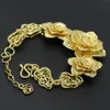 Filigree 3-Flower Bracelet Womens Armband Kedja 18K Gul Guld Fylld Solid Bröllopsfest Smycken Vacker present Varje dag Slitage