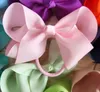 20PCS/4 inch Hair bow WITH Elastic Band Ponytail Hair Holder Kids Girl head accessories Elastic Loop Bobble School Dancing bows