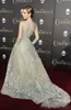 Elie Saab 2019 Evening Dresses Couture Celebrity Prom Wear Modest Sky Blue Lace Pearls Illusion Långärmad Formell Party Dress