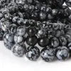 8mm Snowflake Obsidian Loose Beads Round 4 6 8 10mm Natural Stone Beads For Jewelry Making DIY Bead Bracelet Necklace High Quality