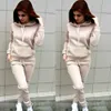 2018 Ny ankomst Fallwinter Casual Hoodie 2PCS Womens Tracksuit Coat + Byxor Suit Motion Sweatshirt Vin Röd 3color Varm