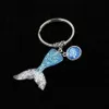 Mode Drusy Druzy Key Rings Mermaid Scale Fishtail Keychain Fiskskala Shimmery Nyckelring för Kvinnor Lady Smycken