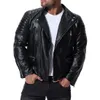 PU Мужчины зимы куртки вскользь Zipper PU кожаная куртка мотоцикла кожаная куртка мужчин Slim Fit Мужские куртки и пальто J181029