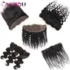 28 30 32 34 cale ludzkie Remy Włosy Włosy z koronkowym zamknięciem przednie ciało głębokie woda luźna fala Afro Kinky Curly Brazylijska Virgin Weave Weft Extension Wet