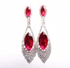 Europe and the United States big luxury crystal ruby diamond earrings exaggerated earrings fashion dinner dress female temperament earrings