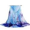 Ny Ankomst Mode Kvinnors Scarf Big Leafs Print Chiffon Silk Scarves Tunna Lång Sjalar Höst och Vinter Hijab Wraps Beach Cover