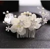 Pettini per capelli da sposa per la sposa Perle Fasce per capelli da sposa in cristallo Copricapo da sposa per feste Fiori di seta Copricapo Accessori per gioielli per capelli