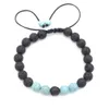 Ny ankomst 8mm Lava Rock Charm Armband Vit Turkos Natursten Kvinnor Beaded Armband Bangle för Mens Justerbara Handgjorda Smycken