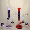 Glazen pruik Wag beker Bong Wig-Wag Bong 7.5inch Pink Red Dabs Rig met kwarts Banger Mini Tube Wig Wags Water Pipe Bongs