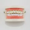 Zähnekappen Dental Grills Kristall Inlay Top Boden Mund Grillgold Gold Farbe Hiphop Zahn Grillz Männer Körper Schmuck