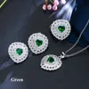 8 färger för alternativ kvinnor bröllopsfest smycken uppsättningar 18k vitguld pläterade cz hjärta örhängen halsband ring för tjejer kvinnor
