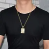 King Poker Pendant & Necklace Human skeleton Hip Hop Jewelry Men's Gold Color Cubic zircon With Rope Chain For Drop 225m