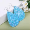 10 Farben Pailletten PU-Leder Tropfen Ohrringe Bling Tropfenform Baumeln Kronleuchter Ohrringe Für Damen Frauen Luxus Designer Schmuck