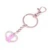 Amour Rose Cancer Du Sein Bracelets Sensibilisation Ruban Charmes Cristal Coeur Alerte Médicale porte-clés Pour Les Femmes Jewelry277l