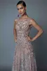 Berta 2019 A Line Backless Prom Dresses Luxury Beaded Jewel Neck Abiti da sera convenzionali Illusion Long Sweep Train Pageant Abito da tappeto rosso