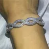 Infinity Armband Pave Setting Diamond S925 Silver Filled Cross Shinning Bangle voor Dames Bruiloft Accessaries