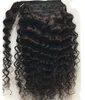 Peruwiański Magic Wrap wokół Ponytail HairPieces Sznurek 120g Clip w Kinky Curly Horsetail 100% Virgin Human Hair Extensions