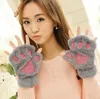 Fluffy Bear paw gloves mittens Cat Plush Paw/Claw Glove Novelty Halloween soft girl half finger gloves mittens 2pcs/pair