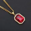 TRENDY BLING RUBY PENDANT Collier pour hommes en acier inoxydable Gold Hip Hop Colliers de chaîne cubaine Pendants Men Hiphop Bijoux NL9475062